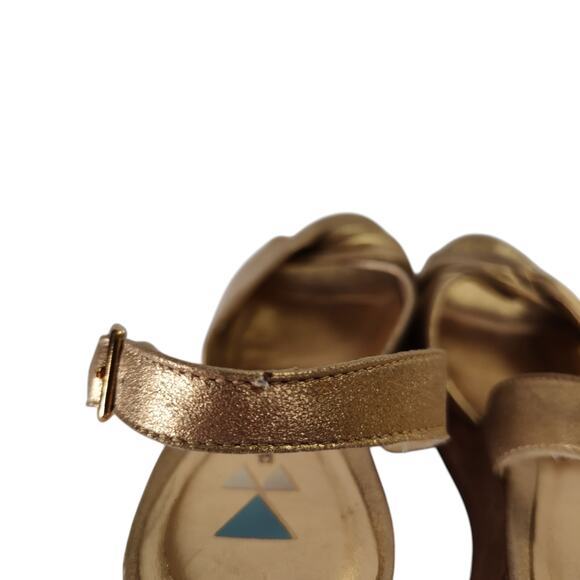 Dani Black Gold Leather Cork Platform Wedge Sandals 7.5M Made in Brazil - Picture 10 of 14